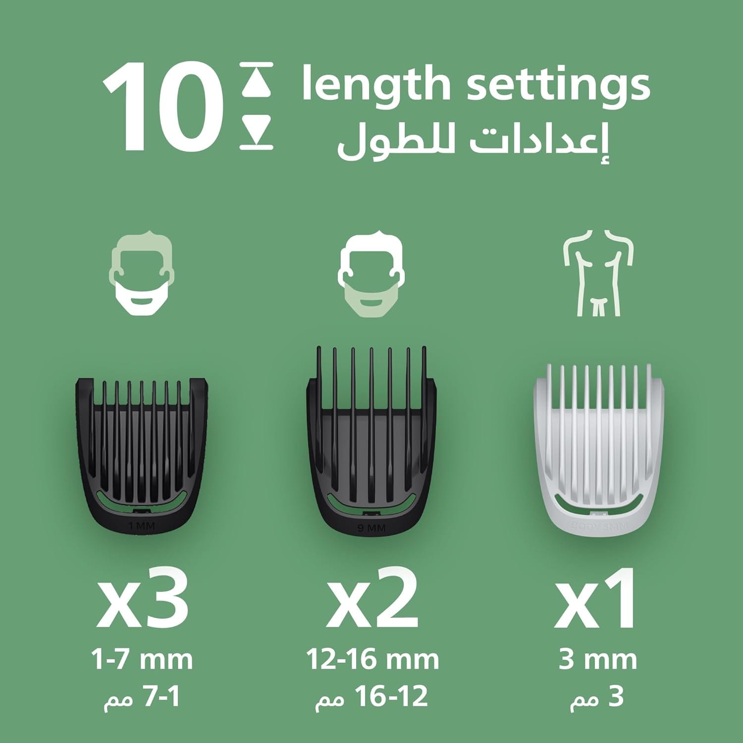 Philips All-in-One Trimmer MG3940/15 | 8-in-1 Beard, Hair & Nose trimmer | Adjustable 3–7 mm comb + hair & body combs - Image 4