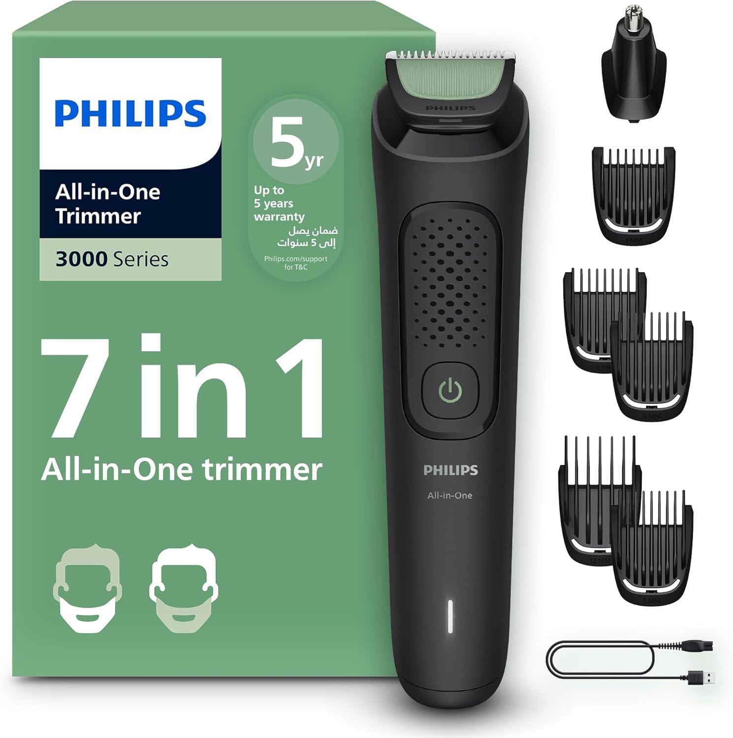 Philips All-in-One Trimmer MG3920/15 | 7-in-1 Beard, Hair & Nose trimmer | 60 min cordless