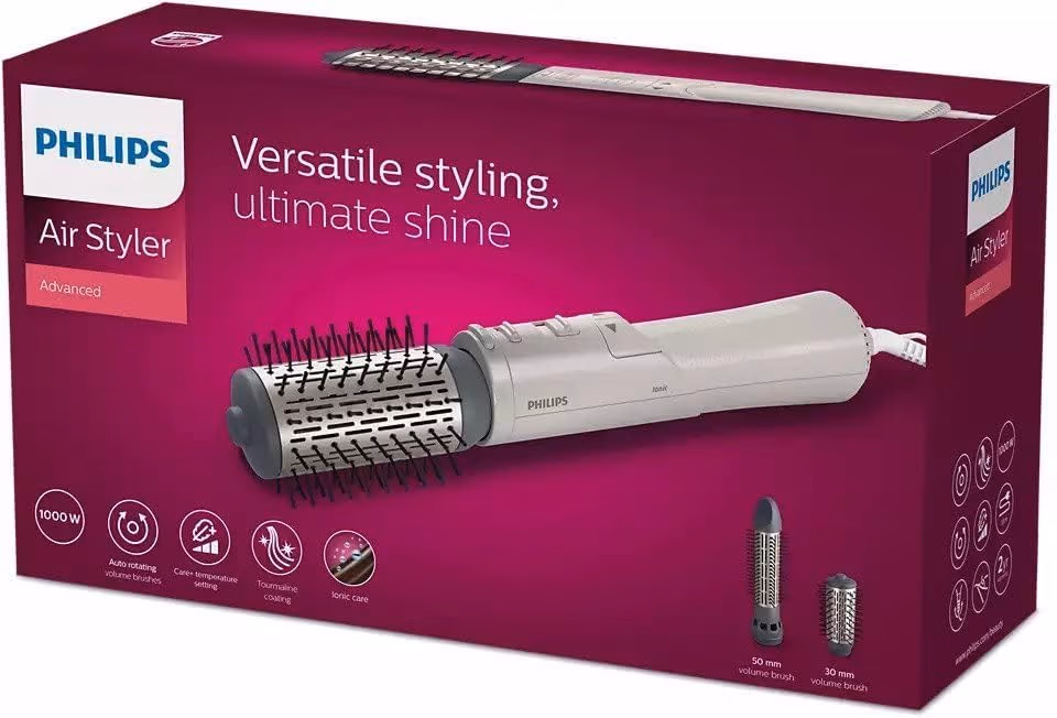 Philips 7000 Series Air Styler, Rotating ThermoBrush for more volume and defined hair styling, 2 attachments, 1000W, White/Gray - BHA710/13 - Image 7