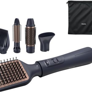 Philips 5000 Series Air Styler – Dry & Style in One Go with Ionic Care, Argan Oil-Infused Brush, 5 Attachments – Black (BHA530/03)