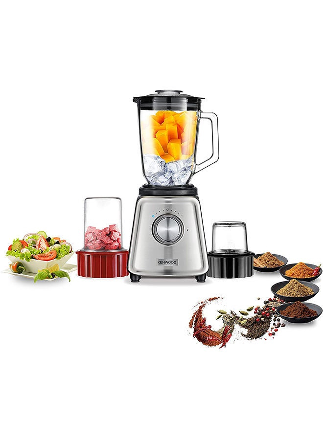 Glass Blender Smoothie Maker With Glass Grinder Mill, Meat Grinder/Chopper Mill Ice Crush Function 2 L 800 W BLP44.270SS Silver