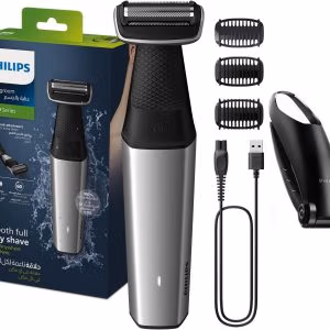 Philips Bodygroom BG5021/15 | Showerproof Groin & Body Trimmer | Body Shaver, 3-Length Combs | 60min Cordless, Skin Protection, Back Reach Attachment