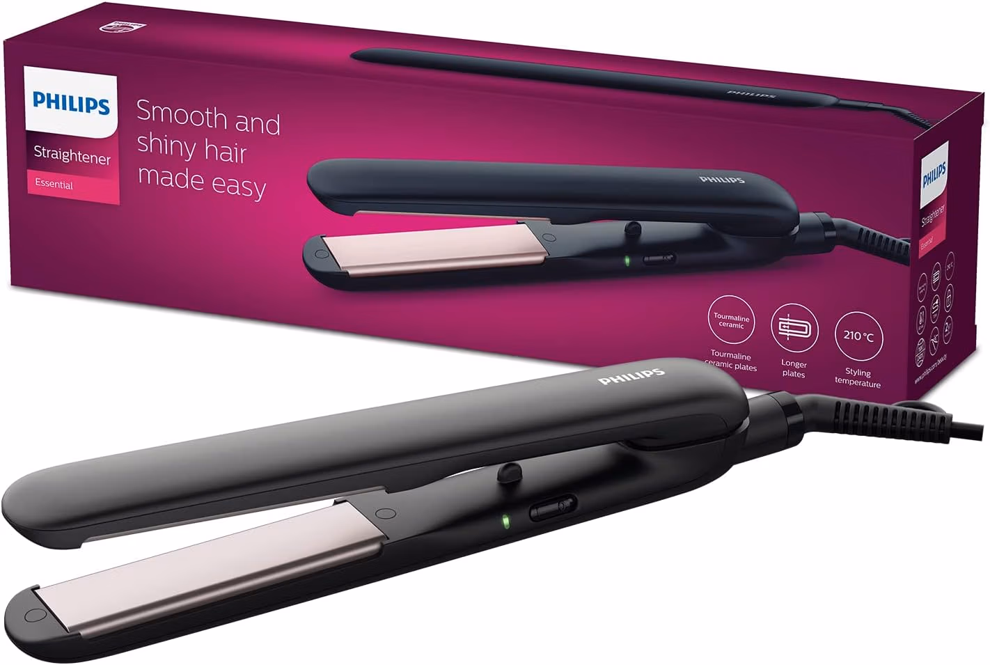 Philips Hp8321 Essential Care 1-Inch Ceramic Hair Straightener, Black