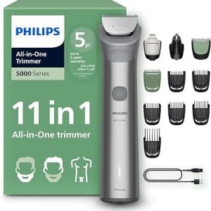 Philips All-in-One Trimmer MG5932/15 | 11-in-1 Face, Hair & Body Grooming | Self-Sharpening Blades | 120min Cordless | Showerproof | USB-A Charging | Pouch Included