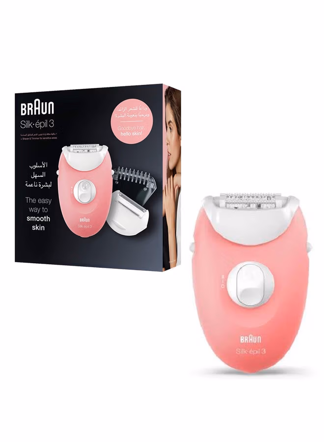 Silk Epil 3 3-410 Corded Hair Epilator Pink/White SE3440 - Image 6