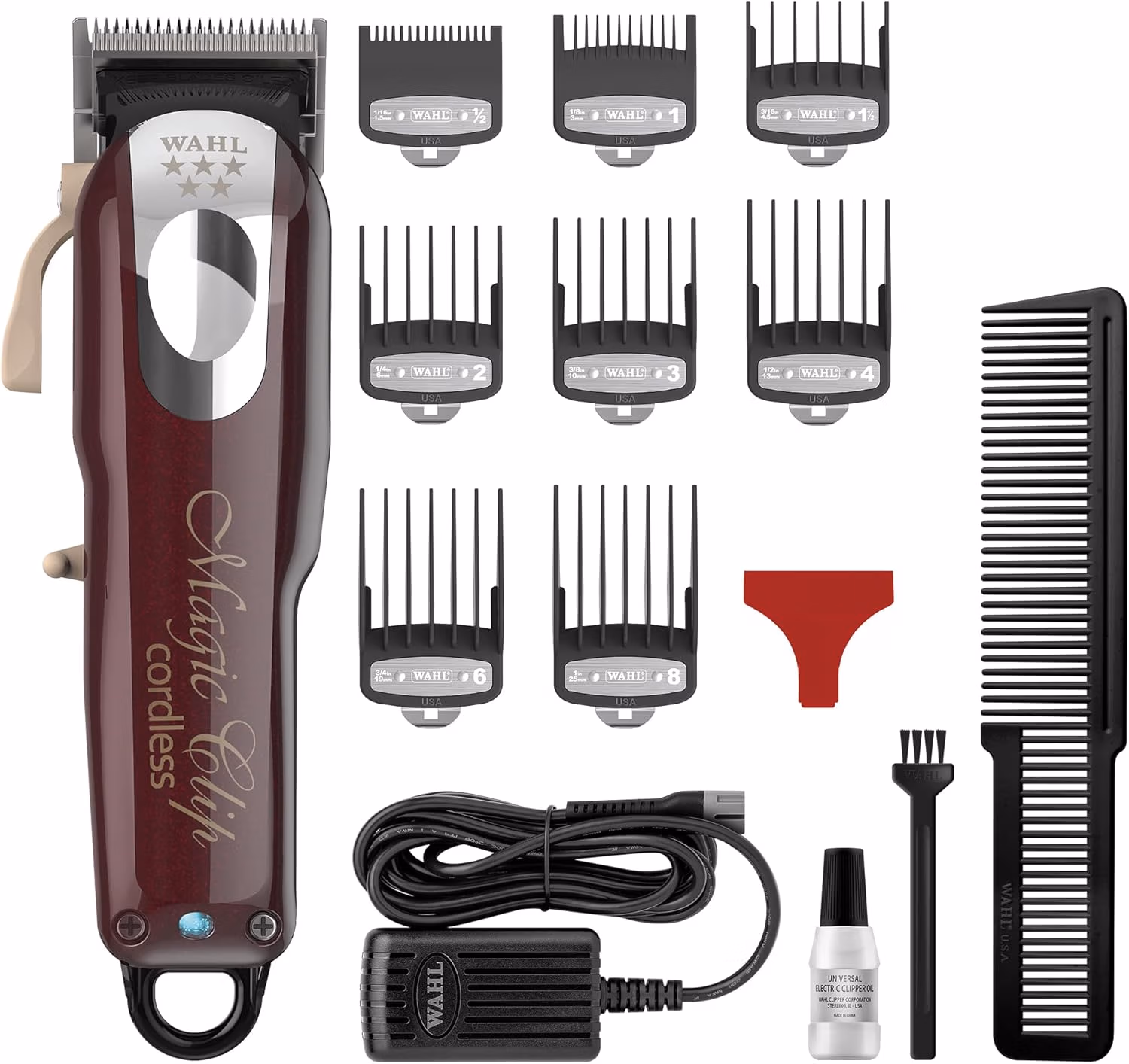Magic Clip Cordless Clipper Maroon/Silver 0.8-2.5mm WAHL8148